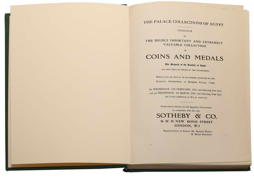 Katalog aukcyjny Sotheby&Co. „The Palace Collections of Egypt”, Londyn 1954 r.