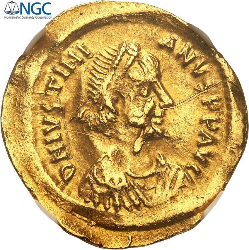 Bizancjum.  Justinian I 527-565 AV – Semissis Ch XF, Konstantynopol