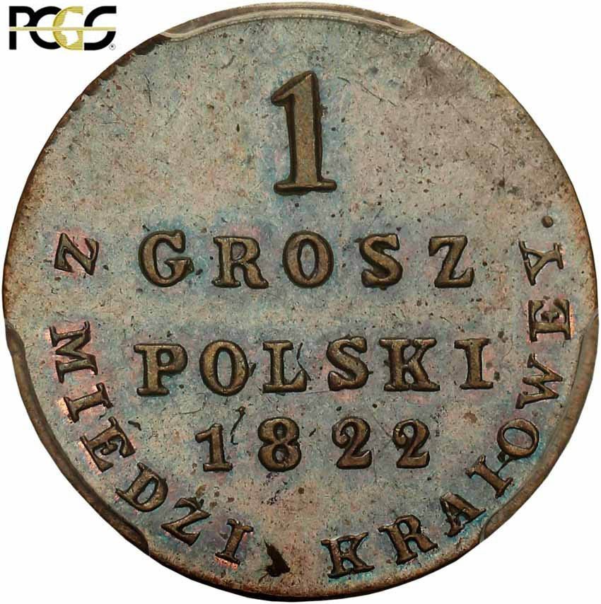 Królestwo Polskie/Rosja. Aleksander I. 1 grosz 1822 IB, Warszawa z miedzi kraiowey PCGS MS65BN (MAX)