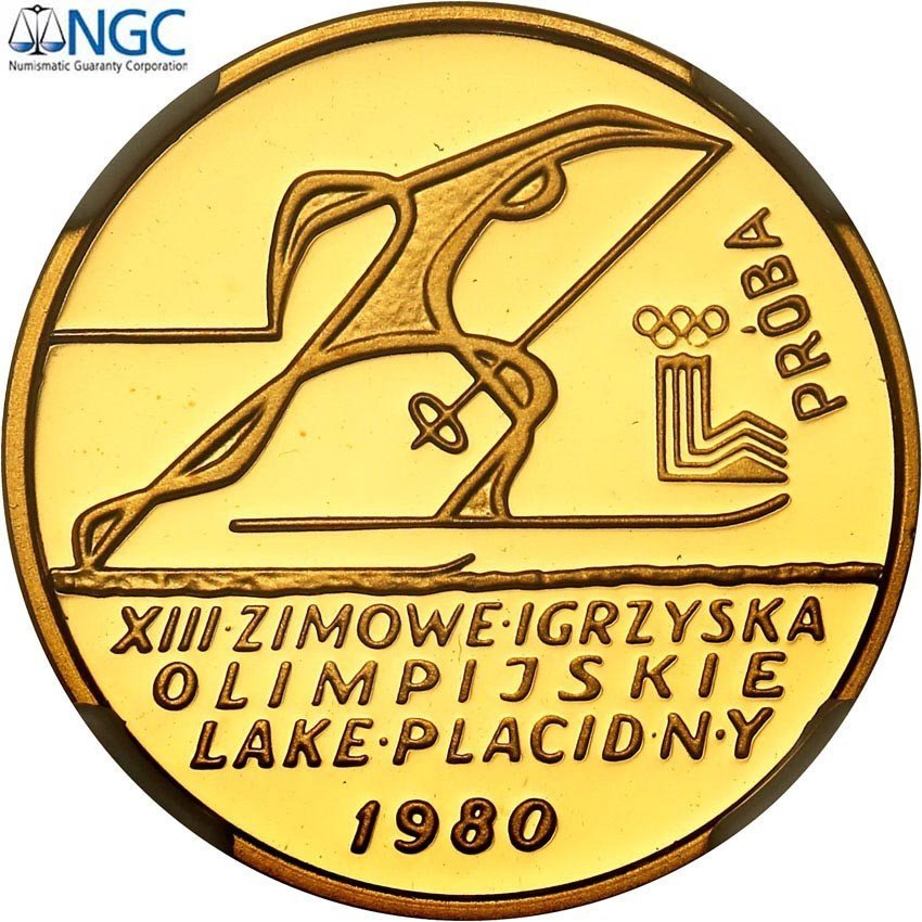 PRL PRÓBA złoto 2.000 złotych 1980 Lake Placid NGC PF69 ULTRA CAMEO (MAX)