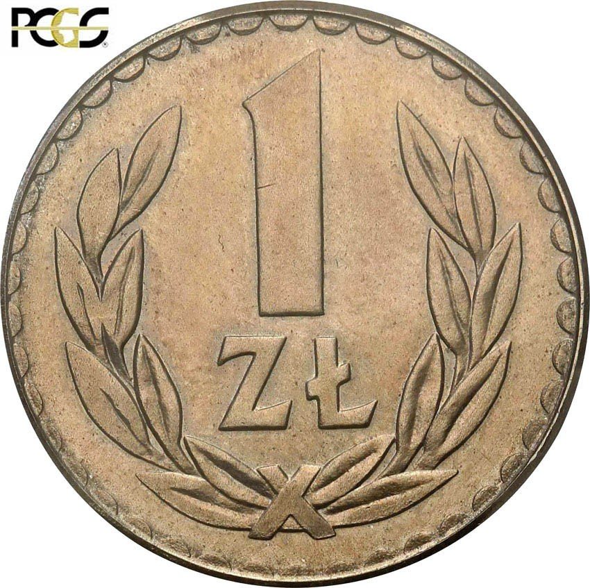 PRL PRÓBA miedzionikiel 1 złoty 1987 BEZ NAPISU PRÓBA PCGS MS63 (MAX)