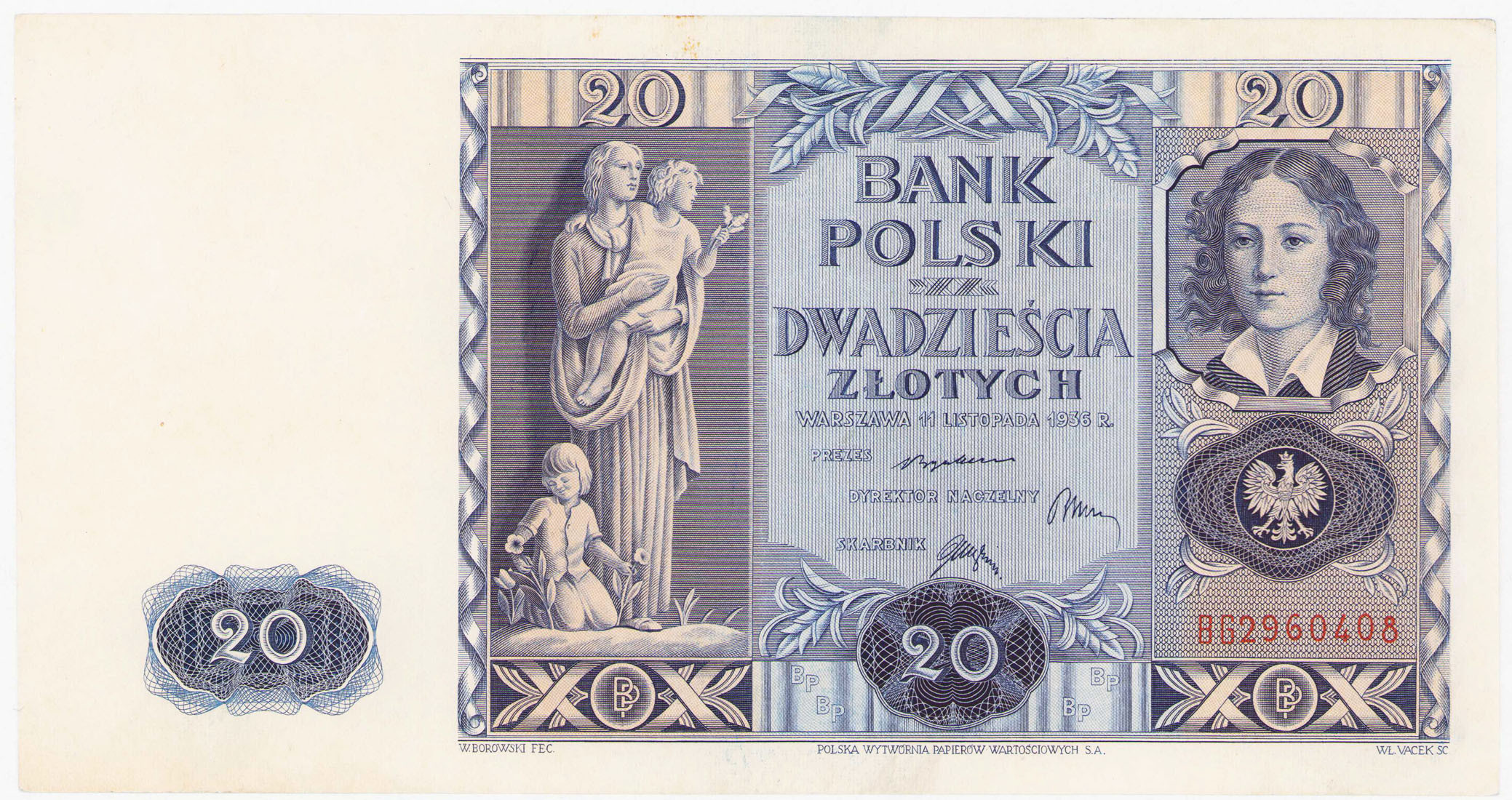 20 złotych 1936 seria BG