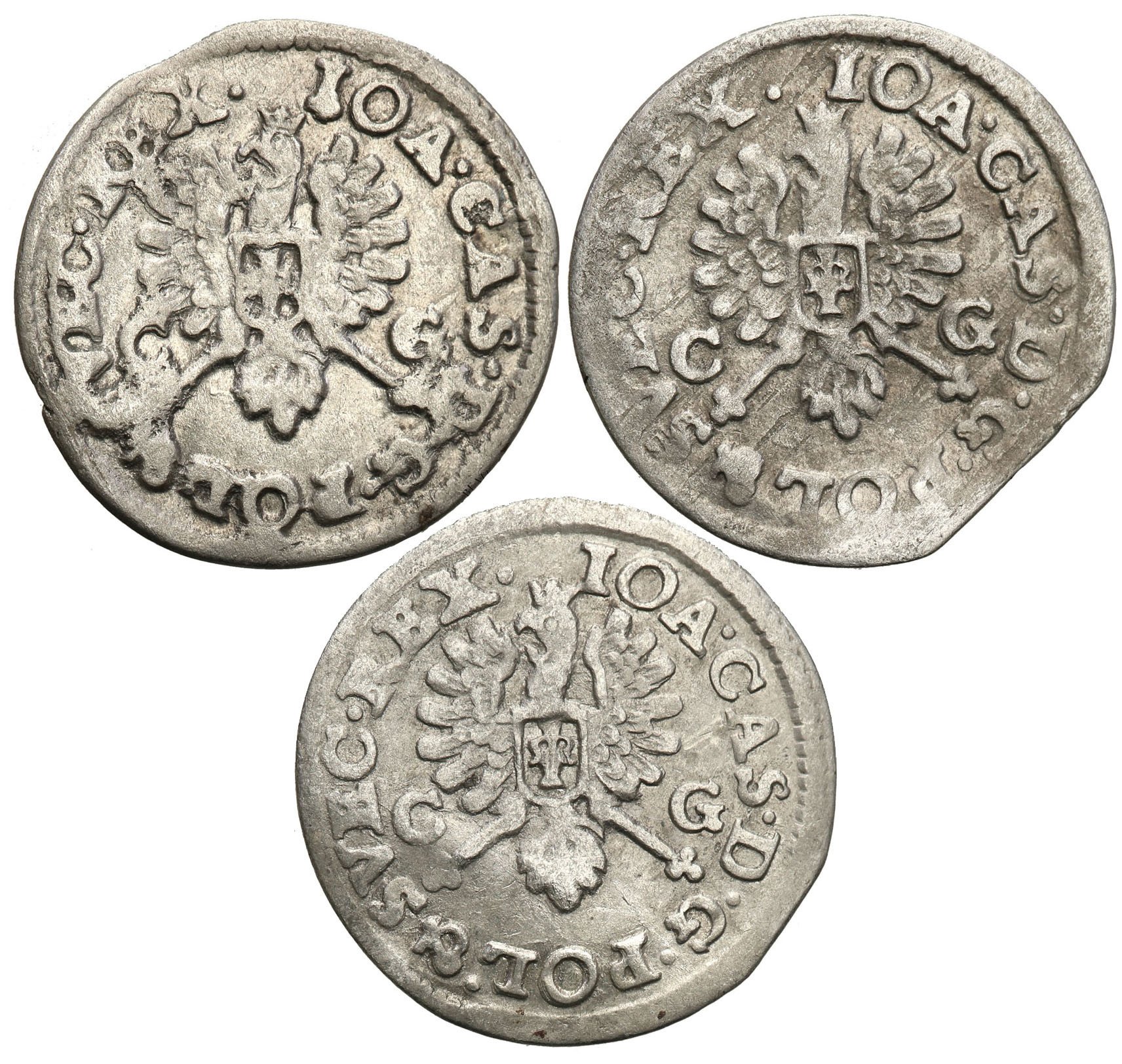 Jan II Kazimierz. Zestaw 3x Dwugrosz koronny 1651 Bydgoszcz