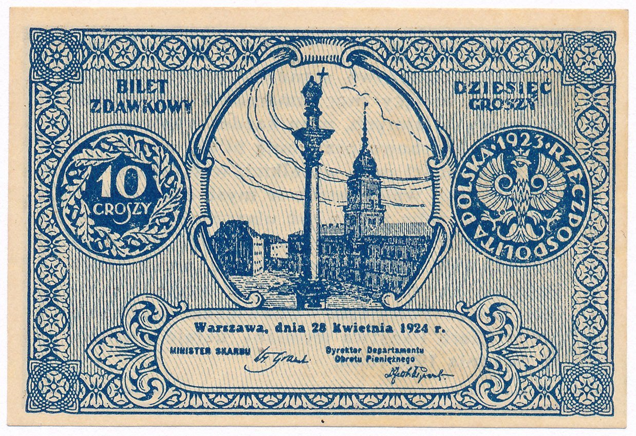 Banknot. Bilet zdawkowy 10 groszy 1924