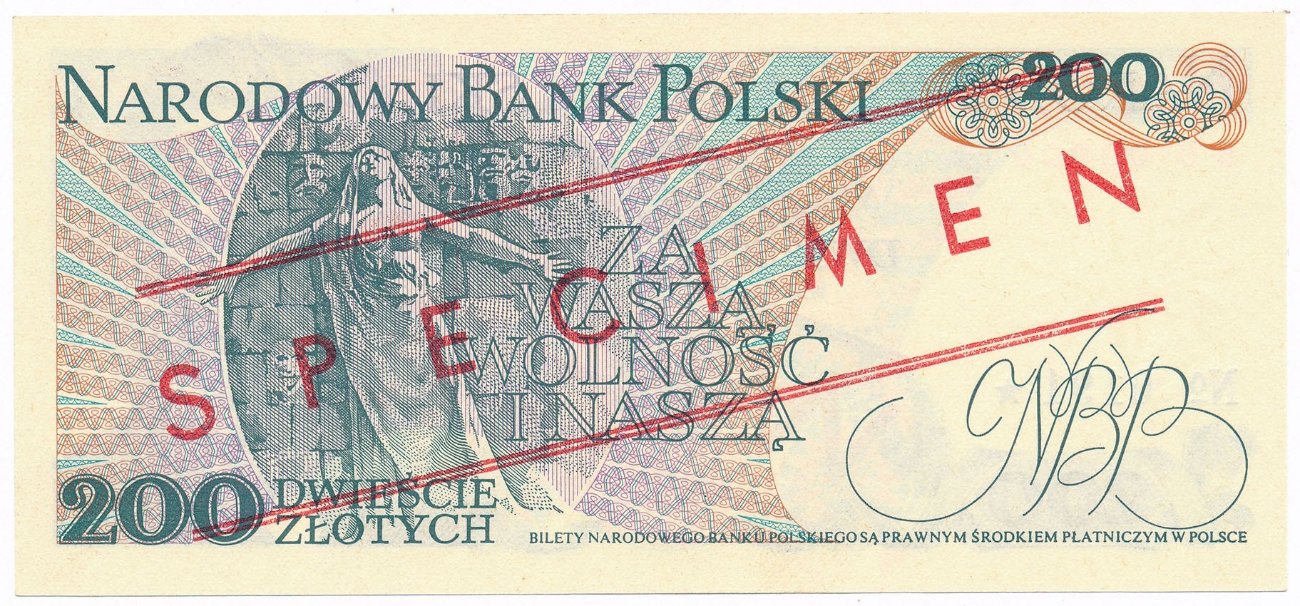 Banknot. PRL 200 złotych 1982 seria BU WZÓR/SPECIMEN