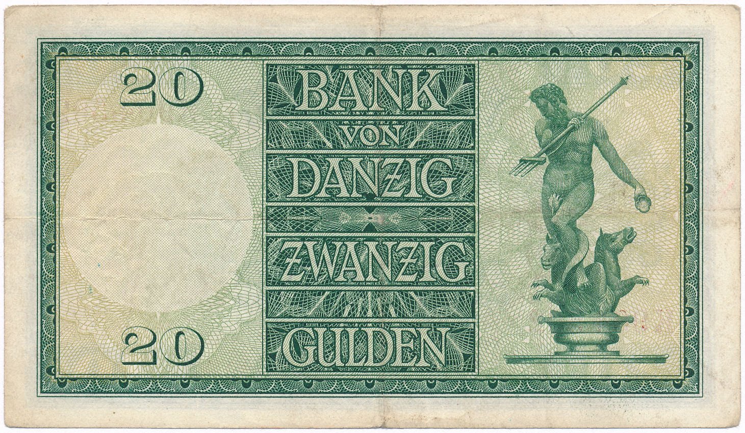 Banknot. Wolne Miasto Gdańsk. 20 guldenów 1937 seria K