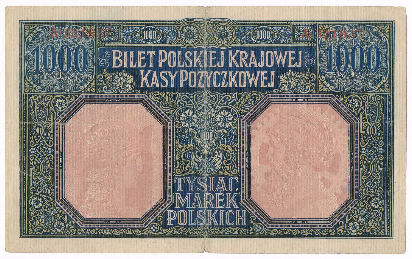 Banknot. Generalne Gubernatorstwo 1.000 marek polskich 1916 seria A