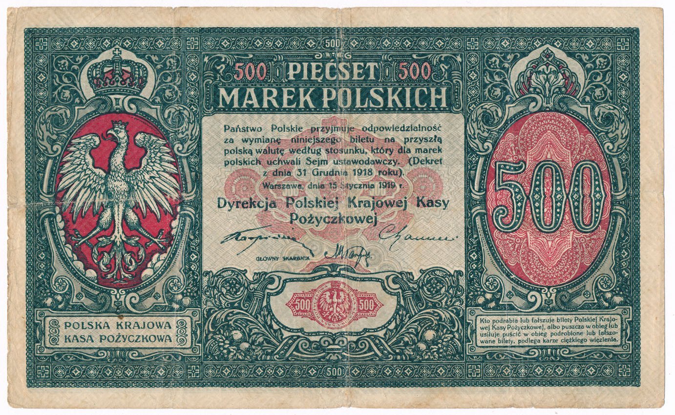 Banknot. Generalne Gubernatorstwo 500 marek polskich