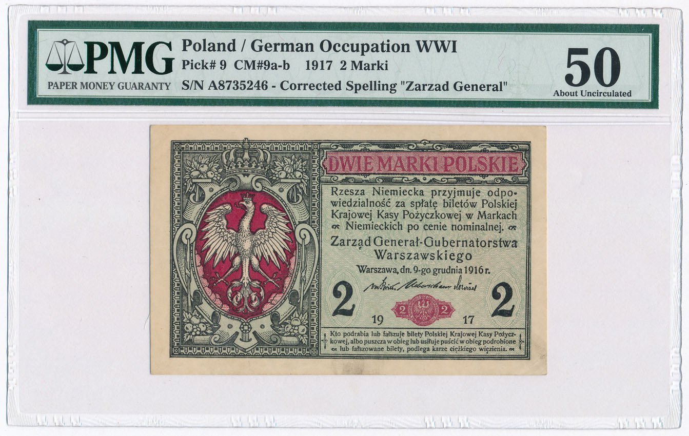 Banknot. Generalne Gubernatorstwo 2 marki polskie 1916 Generał seria B PMG 50