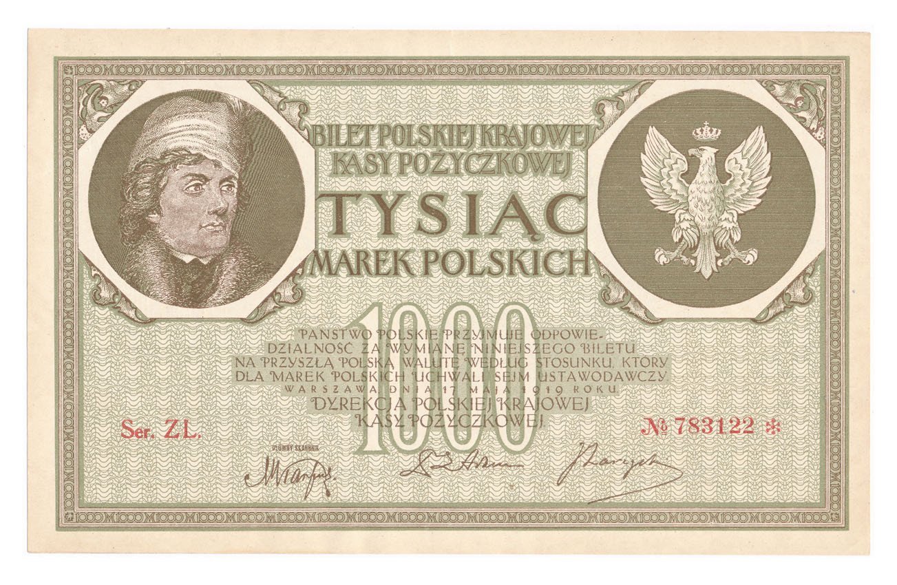 Banknot. 1.000 marek polskich 1919 Kościuszko seria ZL