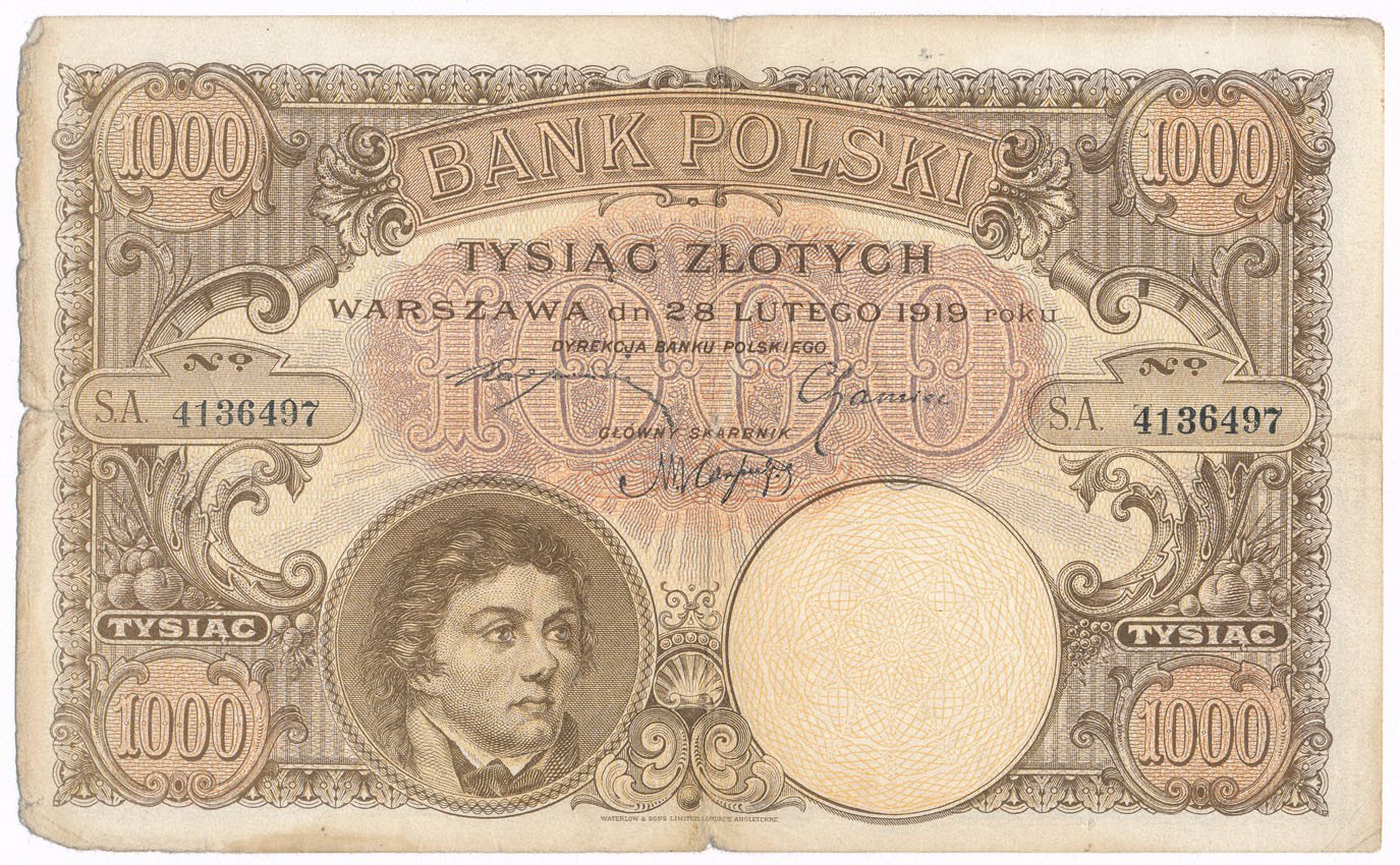 Banknot. 1.000 złotych 28.02.1919 Kościuszko