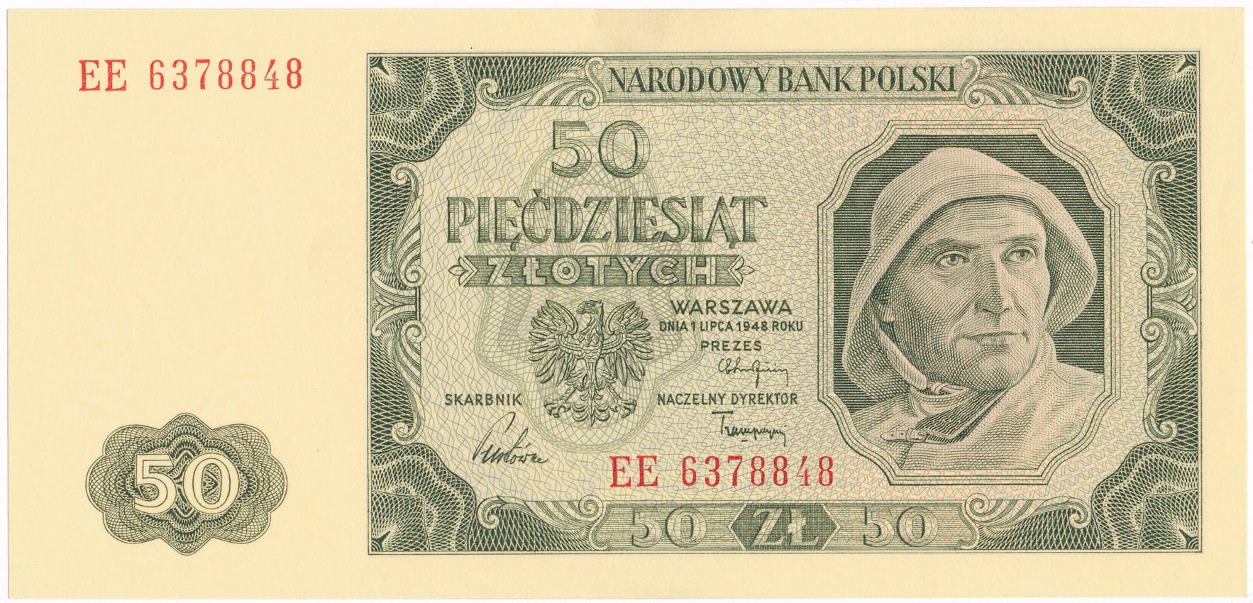 Banknot. Rzeczpospolita Polska 1944-1952. 50 złotych 1948 EE