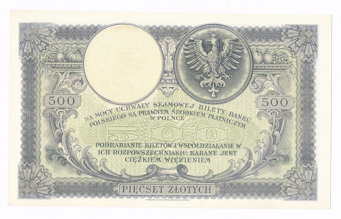 Banknot. 500 złotych 1919 seria A Kościuszko
