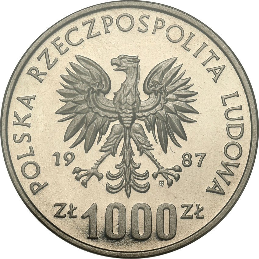 PRL. PRÓBA Nikiel 1.000 złotych 1987 Kazimierz III Wielki półpostać