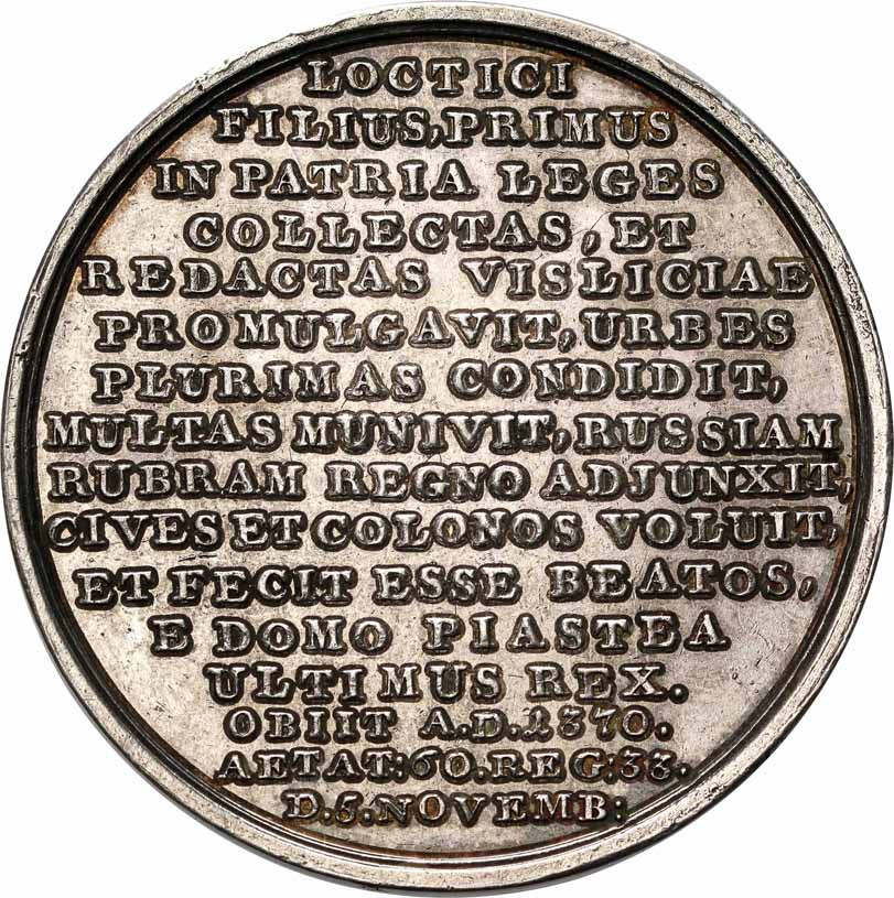 Stanisław August Poniatowski. Oryginalny medal Kazimierz Wielki, srebro