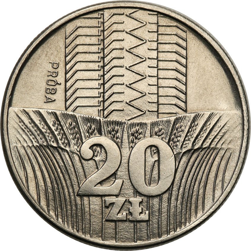 PRL. PRÓBA Nikiel 20 złotych 1973 wieżowiec