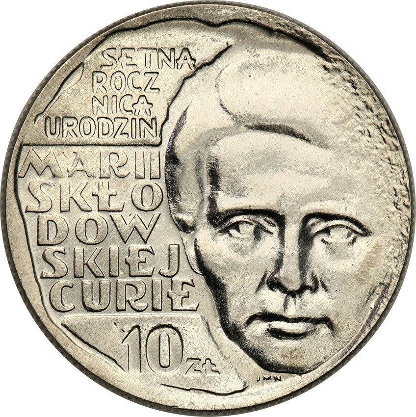 PRL. PRÓBA Nikiel 10 złotych 1967 Skłodowska