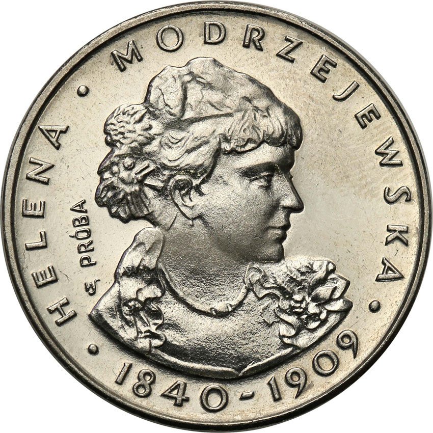 PRL. PRÓBA Nikiel 100 złotych 1975 Helena Modrzejewska