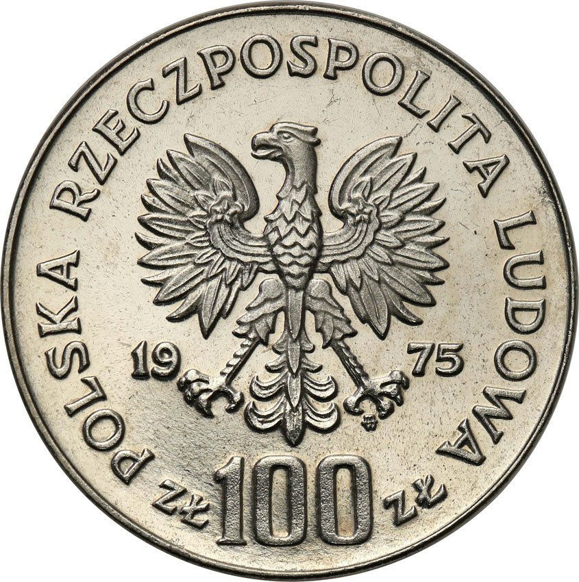 PRL. PRÓBA Nikiel 100 złotych 1975 Helena Modrzejewska
