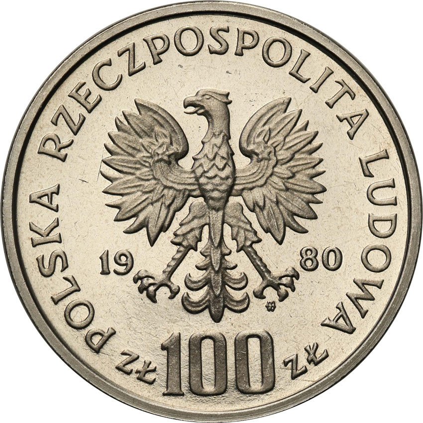 PRL. PRÓBA Nikiel 100 złotych 1980 Głuszec