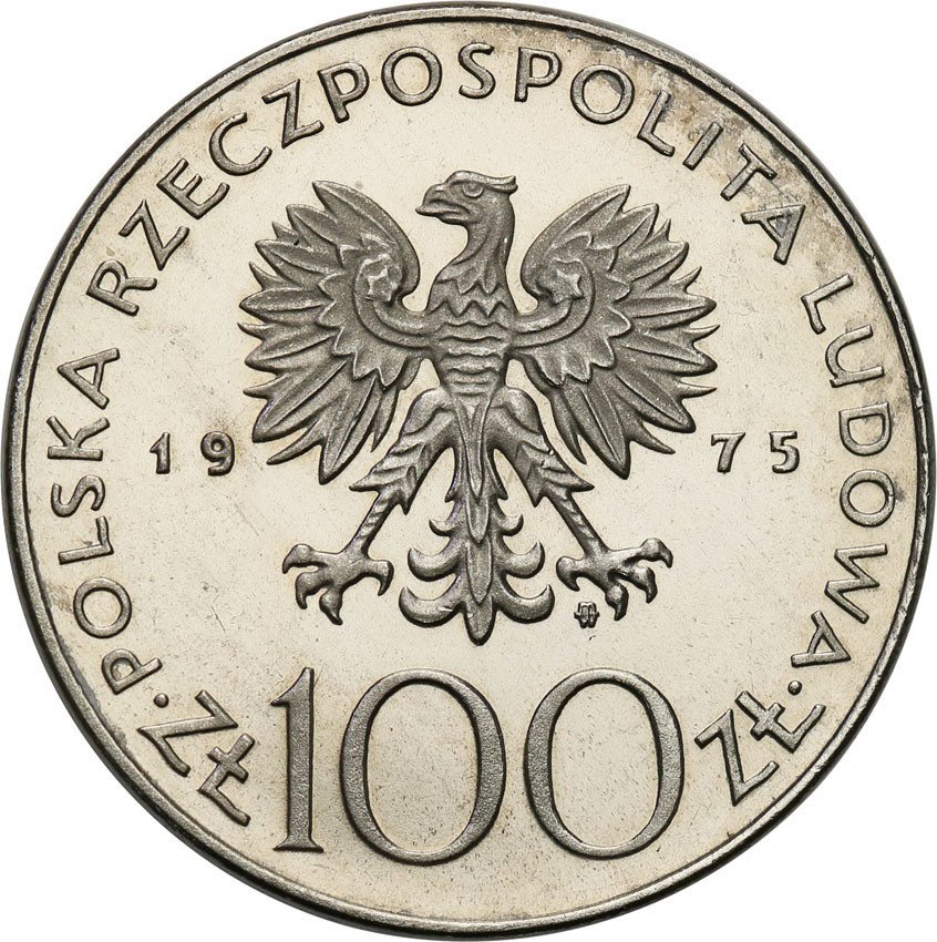 PRL. PRÓBA Nikiel 100 złotych 1975 Helena Modrzejewska