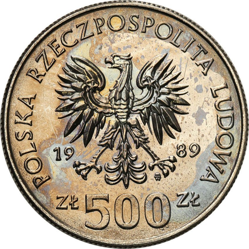 PRL. PRÓBA Nikiel 500 złotych 1989 Władysław Jagiełło