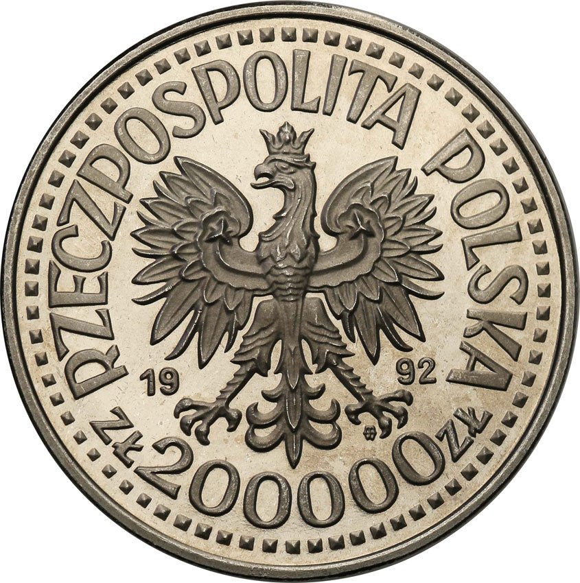 III RP. PRÓBA Nikiel 200 000 złotych 1992 Staszic