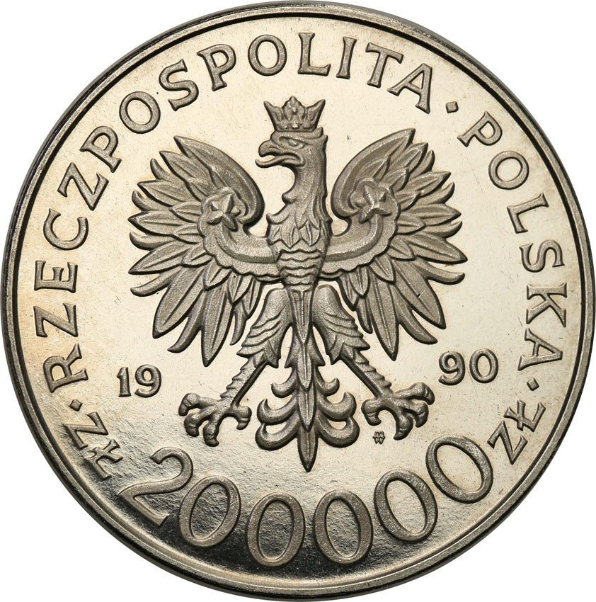 III RP. PRÓBA Nikiel 200 000 złotych 1990 Bór Komorowski