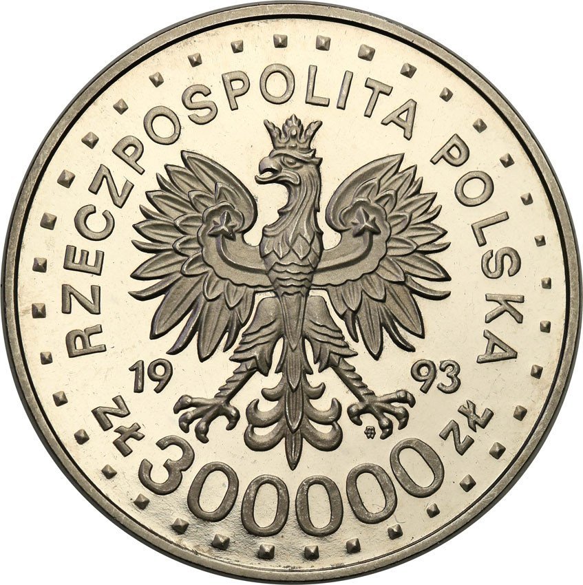 III RP. PRÓBA Nikiel 300 000 złotych 1993 Zamość