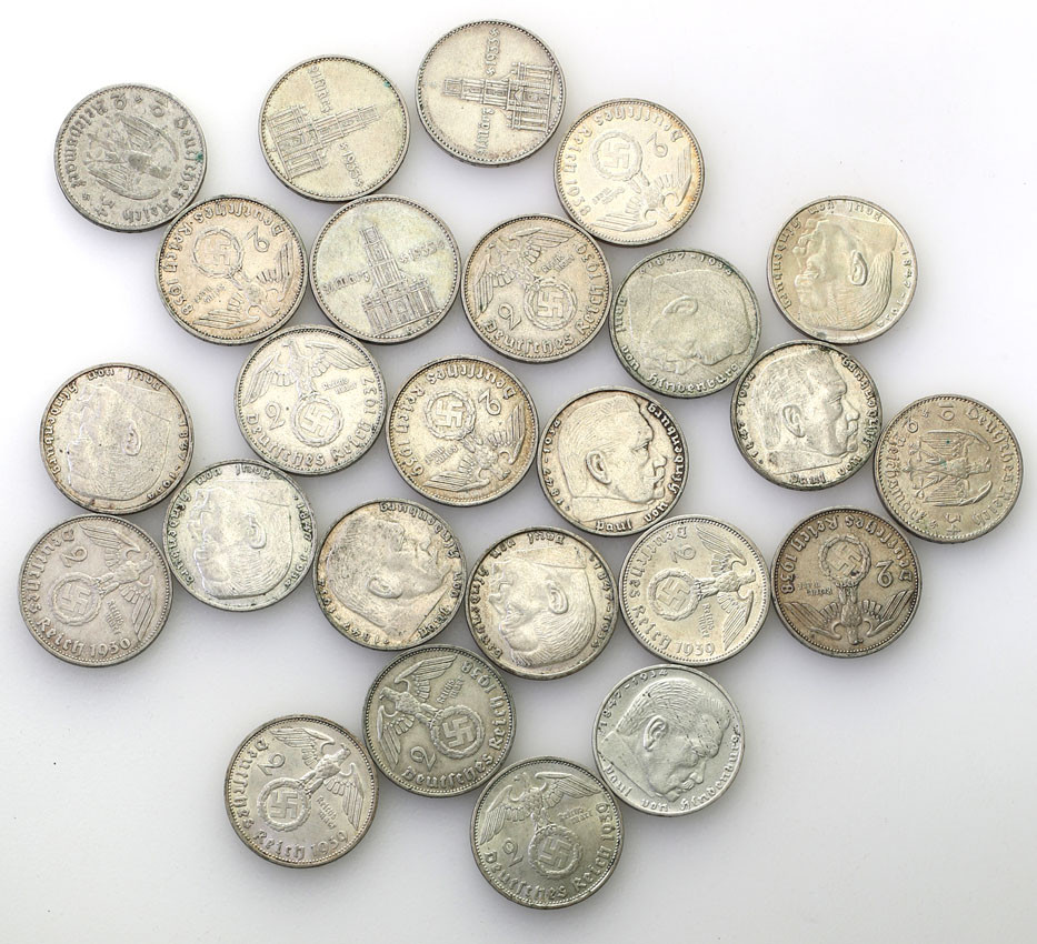Niemcy. Zestaw monet 2 marki 1924-1939 Hindenburg