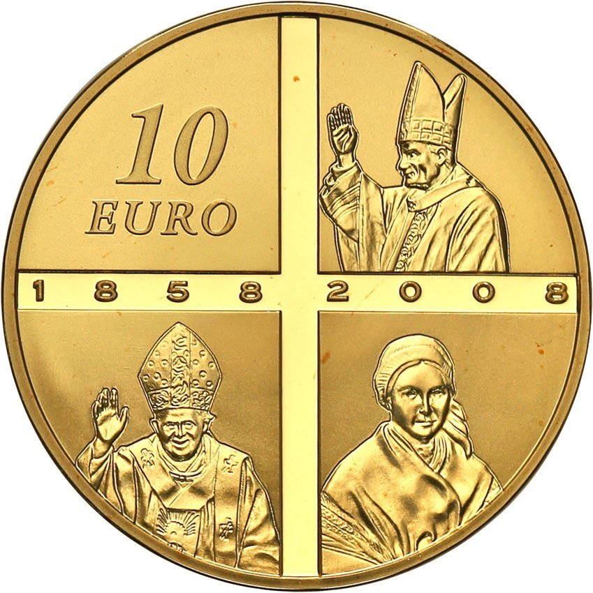 Francja. 10 Euro 2008 Lourdes - Jan Paweł II