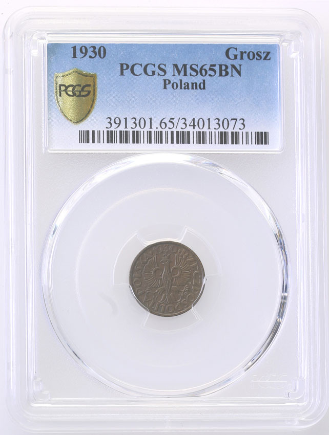 II RP 1 grosz 1930 PCGS MS65 BN (MAX)