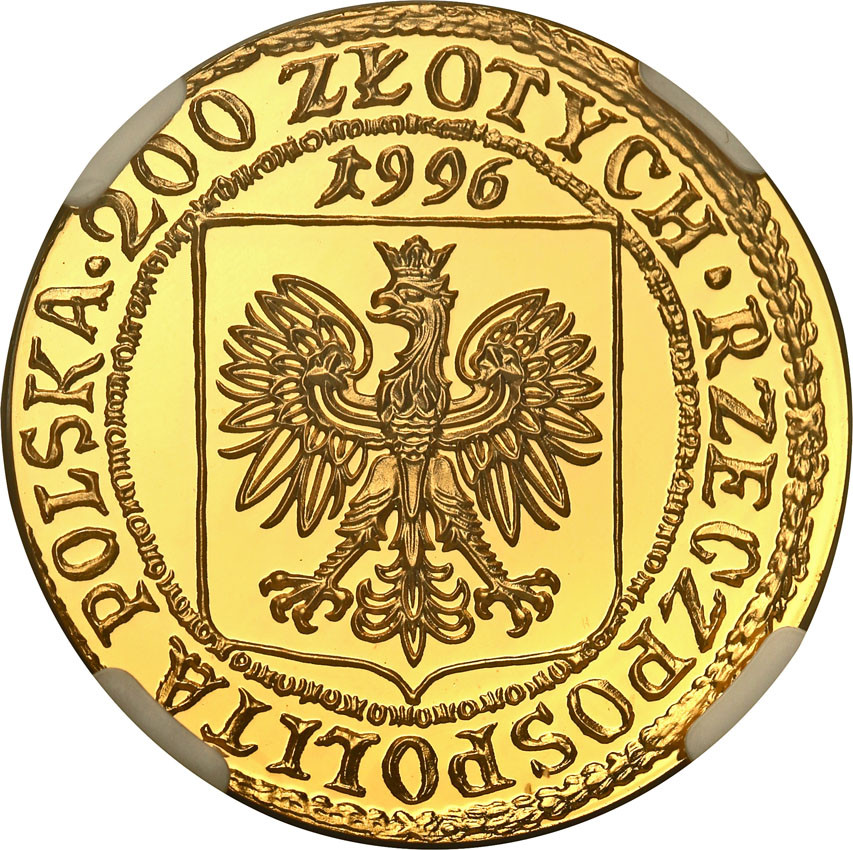 III RP. 200 złotych 1996 Tysiąclecie Miasta Gdańska NGC PF69 ULTRA CAMEO (2 MAX)