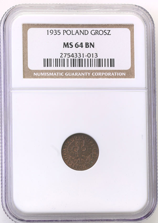 II RP. 1 grosz 1935 NGC MS64 BN