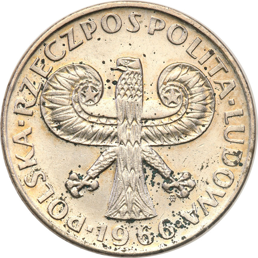 PRL. PRÓBA miedzionikiel 10 złotych 1966 mała kolumna