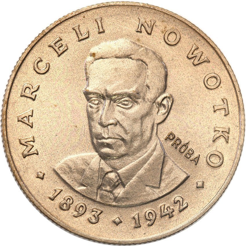 PRL. PRÓBA miedzionikiel 20 złotych 1974 Marceli Nowotko