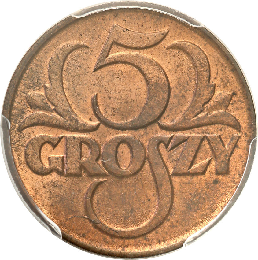 II RP. 5 groszy 1925 PCGS MS64 RB (MAX)
