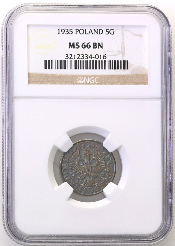 II RP. 5 groszy 1935 NGC MS66 BN (MAX)
