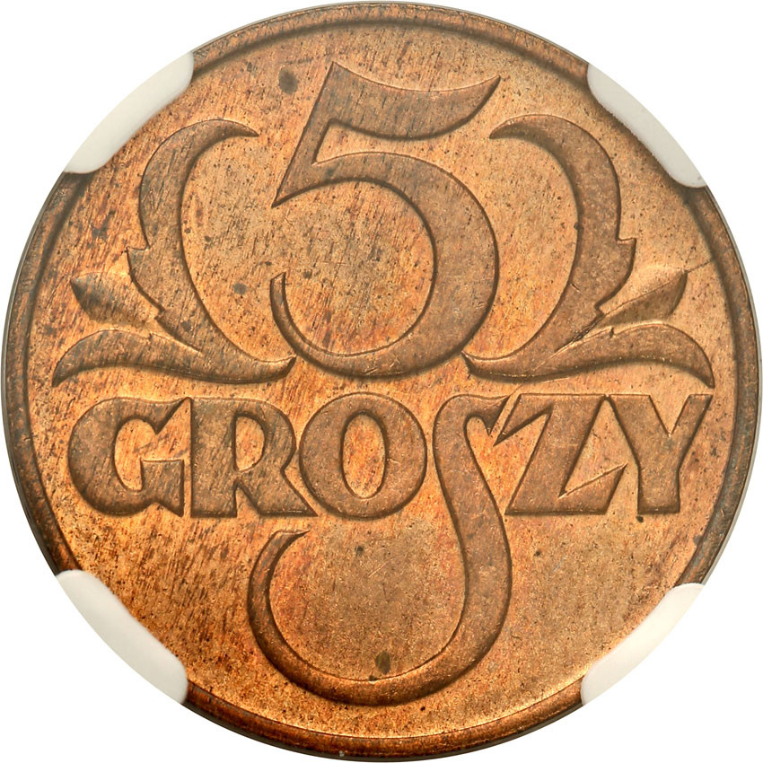 II RP. 5 groszy 1935 NGC MS65 RB (MAX)