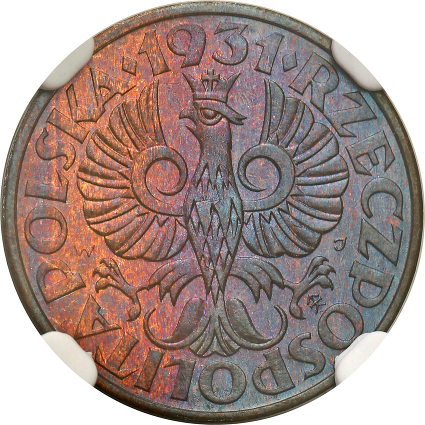 II RP. 2 grosze 1931 NGC MS66 RB (MAX)