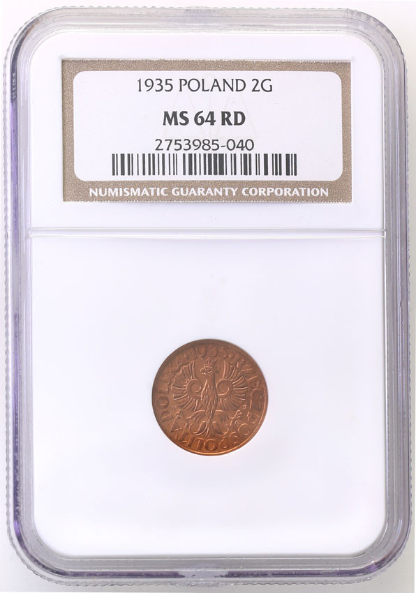 II RP. 2 grosze 1935 NGC MS64 RD