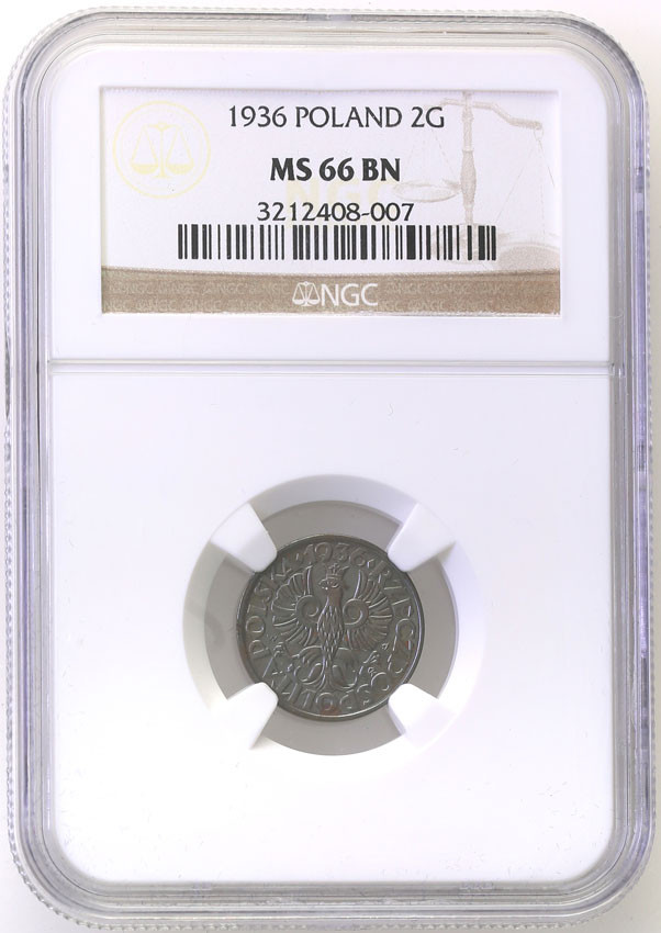II RP. 2 grosze 1936 NGC MS66 BN (MAX)