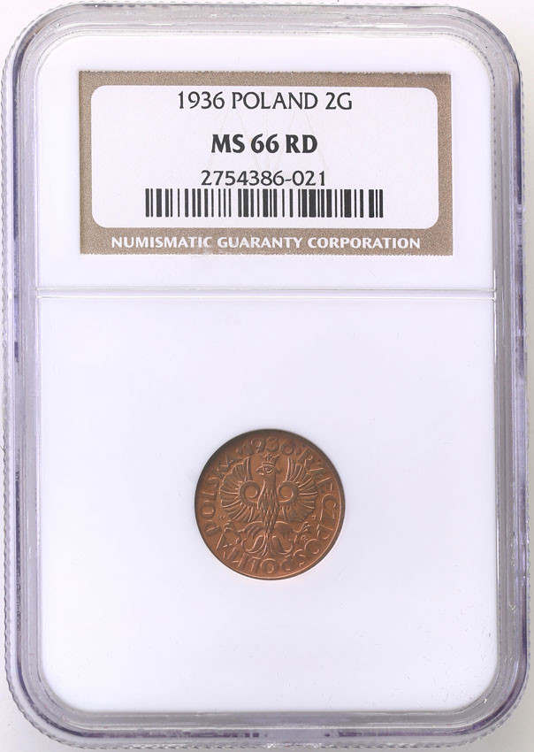II RP. 2 grosze 1936 NGC MS66 RD (MAX)
