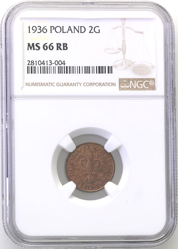 II RP 2 grosze 1936 NGC MS66 RB (2 MAX)
