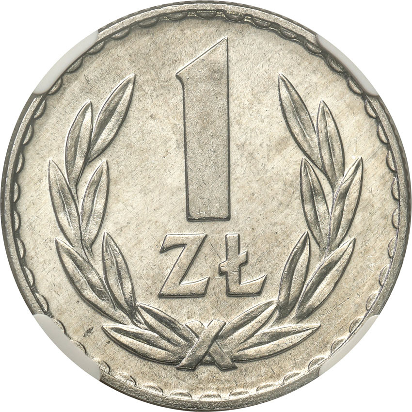 PRL. 1 złoty 1974 aluminium NGC MS64