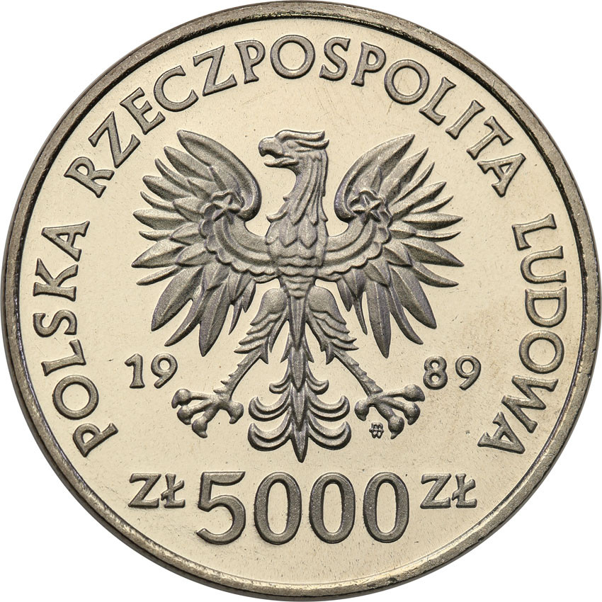 PRL. PRÓBA Nikiel 5000 złotych 1989 Władysław Jagiełło