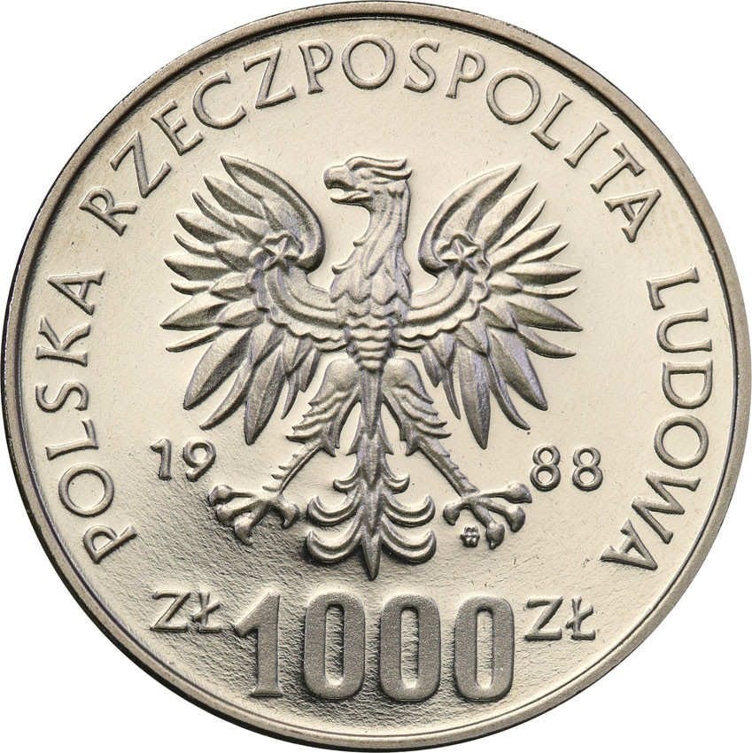 PRL. PRÓBA Nikiel 1000 złotych 1988 Jadwiga