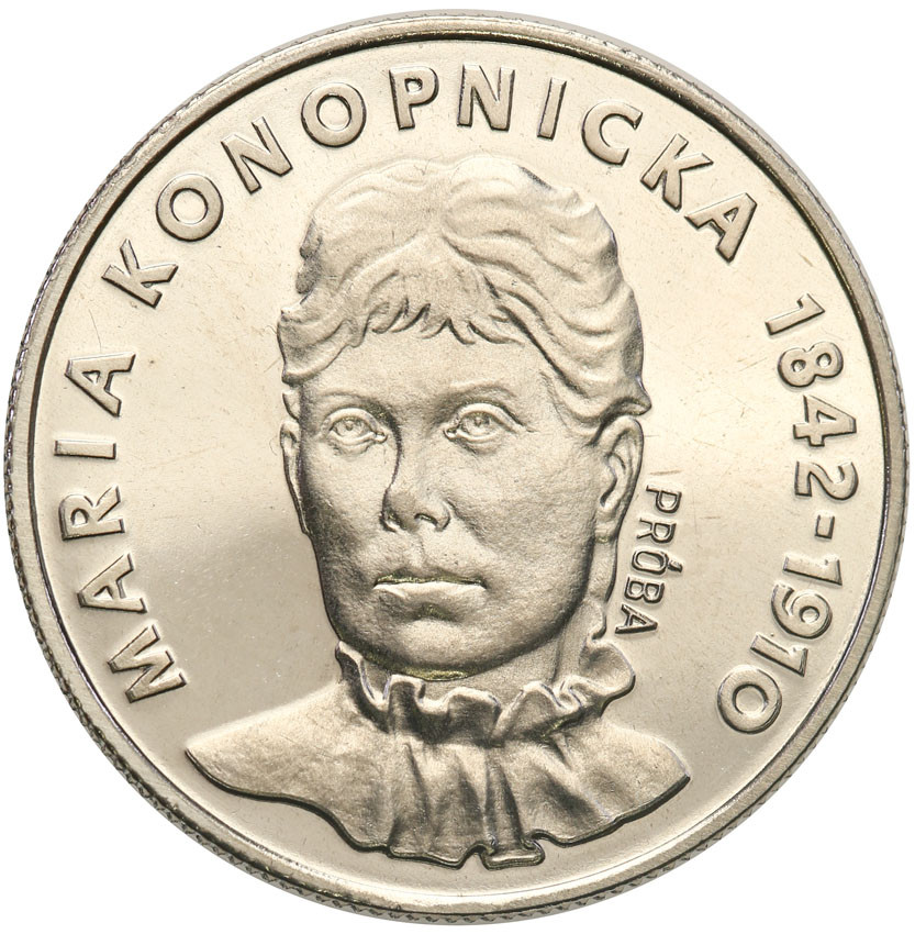 PRL. PRÓBA Nikiel 20 złotych 1977 Maria Konopnicka