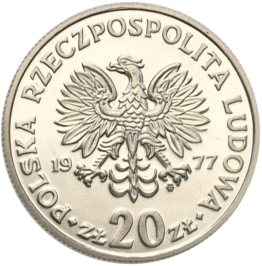 PRL. PRÓBA Nikiel 20 złotych 1977 Maria Konopnicka