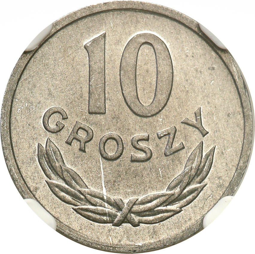 PRL. 10 groszy 1972 aluminium NGC MS64